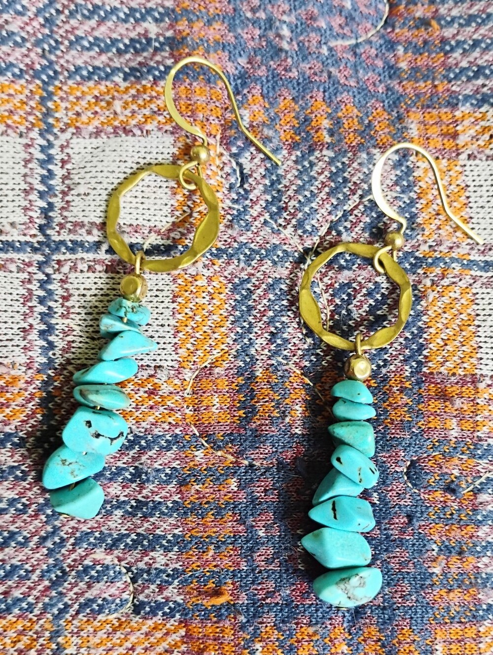Handmade Turquoise 'Pebble' Earrings - Picture 3 of 3